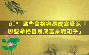 🪴 哪些命格容易成富豪呢「哪些命格容易成富豪呢知乎」